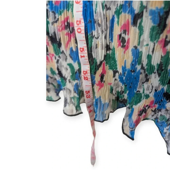 Ganni Floral Tent Dress Blue Green Midi Length Modest Pleated - Picture 12 of 16